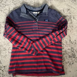 L.L. Bean Red and Navy Striped Sweatshirt